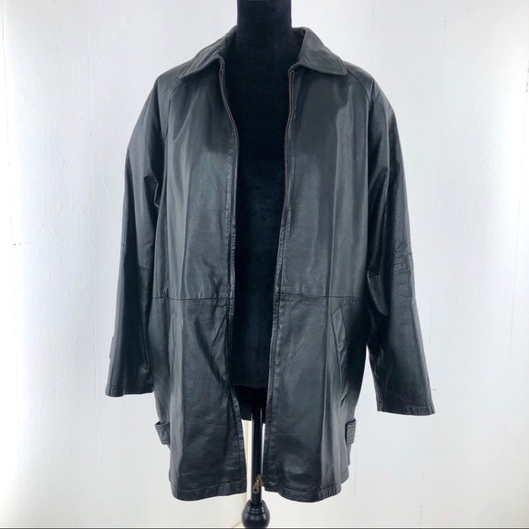 Vintage Leather Jacket Black Size LP - Picture 1 of 7